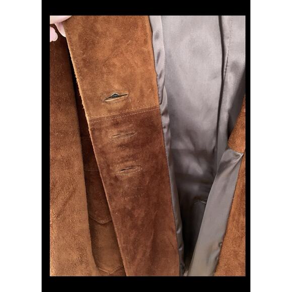 Vintage Walter Dyer Brown AztecRustic Raw Leather Coat Handmade princess Md - Picture 11 of 16